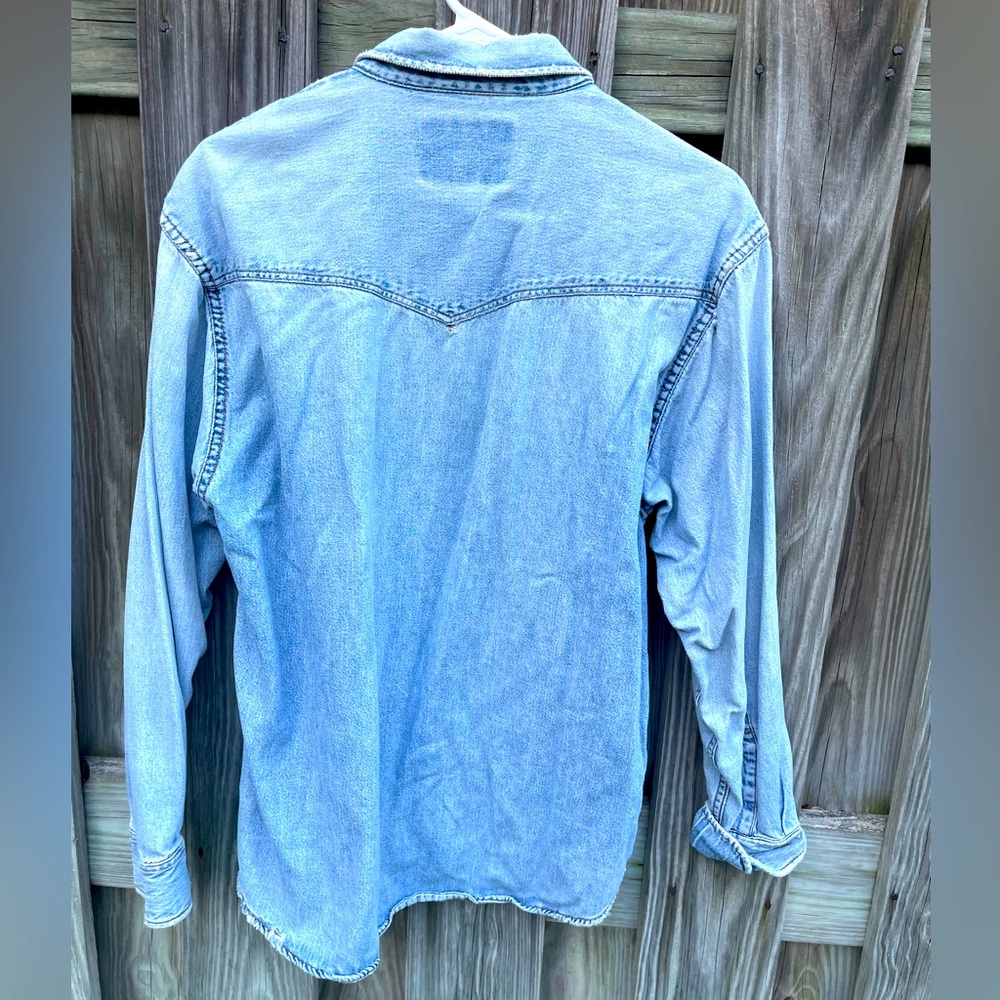 Distressed jean button down - Picture 2 of 2